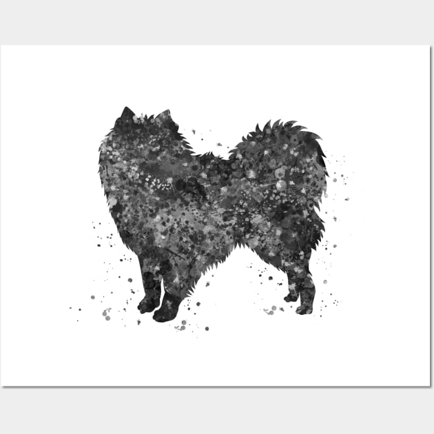 American eskimo dog black and white Wall Art by Yahya Art